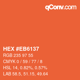 Farbcode: HEX #EB6137 | qconv.com