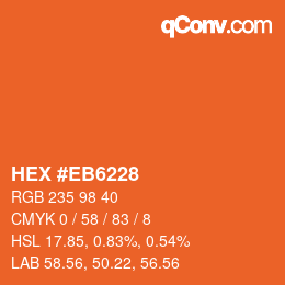 Farbcode: HEX #EB6228 | qconv.com