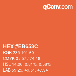 Color code: HEX #EB653C | qconv.com