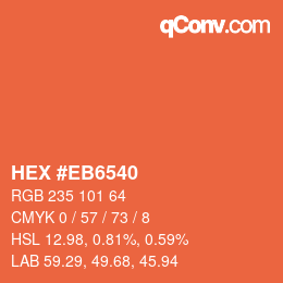Color code: HEX #EB6540 | qconv.com