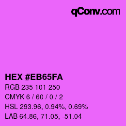 Color code: HEX #EB65FA | qconv.com