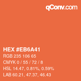 Farbcode: HEX #EB6A41 | qconv.com