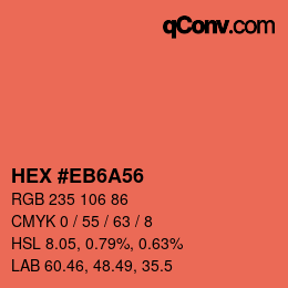 カラーコード: HEX #EB6A56 | qconv.com