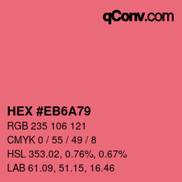 カラーコード: HEX #EB6A79 | qconv.com