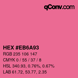 Farbcode: HEX #EB6A93 | qconv.com