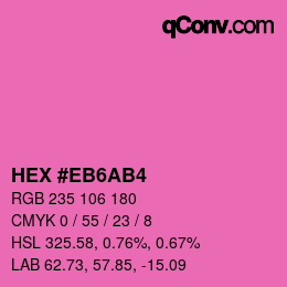 Code couleur: HEX #EB6AB4 | qconv.com