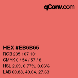 Code couleur: HEX #EB6B65 | qconv.com