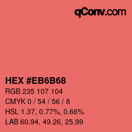 Code couleur: HEX #EB6B68 | qconv.com