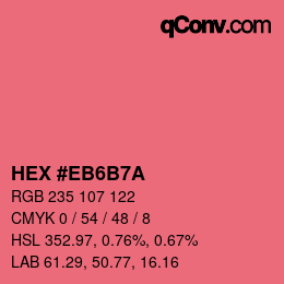 颜色代码: HEX #EB6B7A | qconv.com