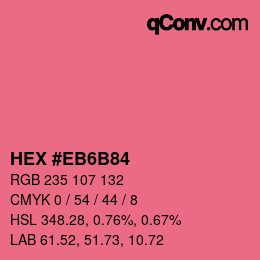 颜色代码: HEX #EB6B84 | qconv.com