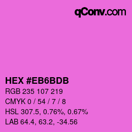 颜色代码: HEX #EB6BDB | qconv.com