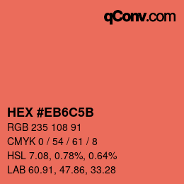 カラーコード: HEX #EB6C5B | qconv.com