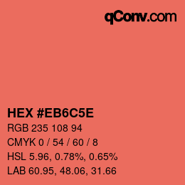 Color code: HEX #EB6C5E | qconv.com