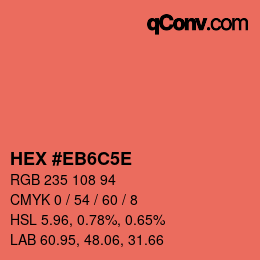 Color code: HEX #EB6C5E | qconv.com