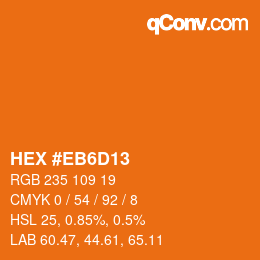 Code couleur: HEX #EB6D13 | qconv.com