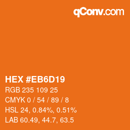 Code couleur: HEX #EB6D19 | qconv.com