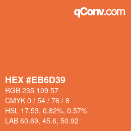 Farbcode: HEX #EB6D39 | qconv.com