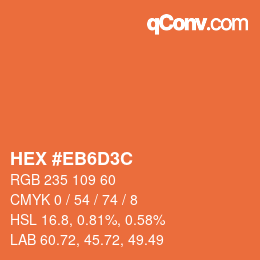 Code couleur: HEX #EB6D3C | qconv.com