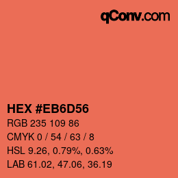 Code couleur: HEX #EB6D56 | qconv.com