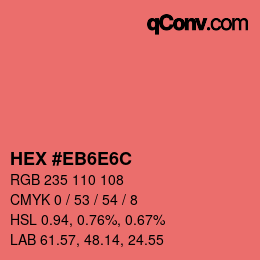 Farbcode: HEX #EB6E6C | qconv.com