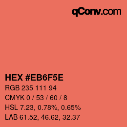 颜色代码: HEX #EB6F5E | qconv.com