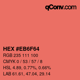 Código de color: HEX #EB6F64 | qconv.com