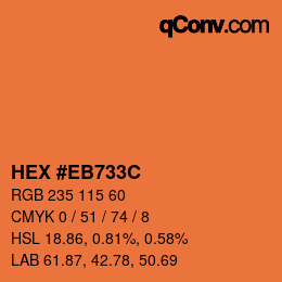 Color code: HEX #EB733C | qconv.com