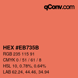 カラーコード: HEX #EB735B | qconv.com