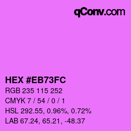 Color code: HEX #EB73FC | qconv.com