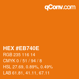 Color code: HEX #EB740E | qconv.com