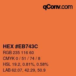 Farbcode: HEX #EB743C | qconv.com