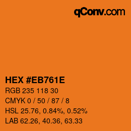 Color code: HEX #EB761E | qconv.com