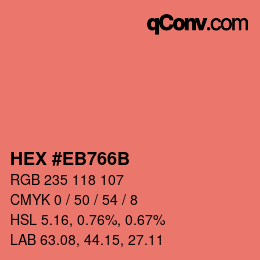 Color code: HEX #EB766B | qconv.com