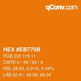 Color code: HEX #EB770B | qconv.com