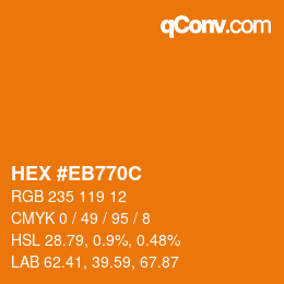 Color code: HEX #EB770C | qconv.com