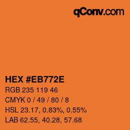 Color code: HEX #EB772E | qconv.com
