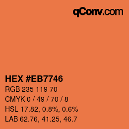 カラーコード: HEX #EB7746 | qconv.com