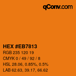 カラーコード: HEX #EB7813 | qconv.com