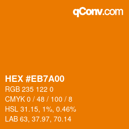 カラーコード: HEX #EB7A00 | qconv.com