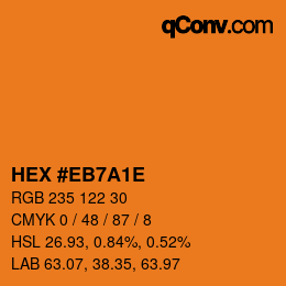 Farbcode: HEX #EB7A1E | qconv.com