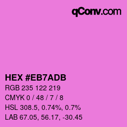 Color code: HEX #EB7ADB | qconv.com