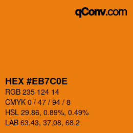 Code couleur: HEX #EB7C0E | qconv.com