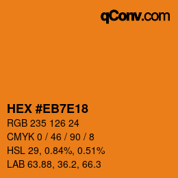 Farbcode: HEX #EB7E18 | qconv.com