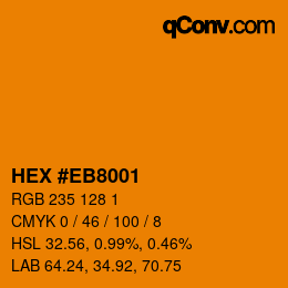カラーコード: HEX #EB8001 | qconv.com