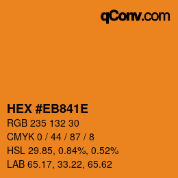 Color code: HEX #EB841E | qconv.com
