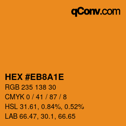 Color code: HEX #EB8A1E | qconv.com