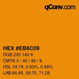 カラーコード: HEX #EB8C09 | qconv.com