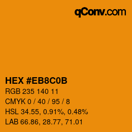 Farbcode: HEX #EB8C0B | qconv.com