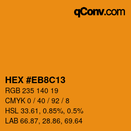 Farbcode: HEX #EB8C13 | qconv.com