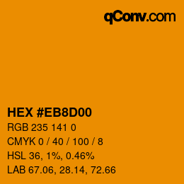Color code: HEX #EB8D00 | qconv.com